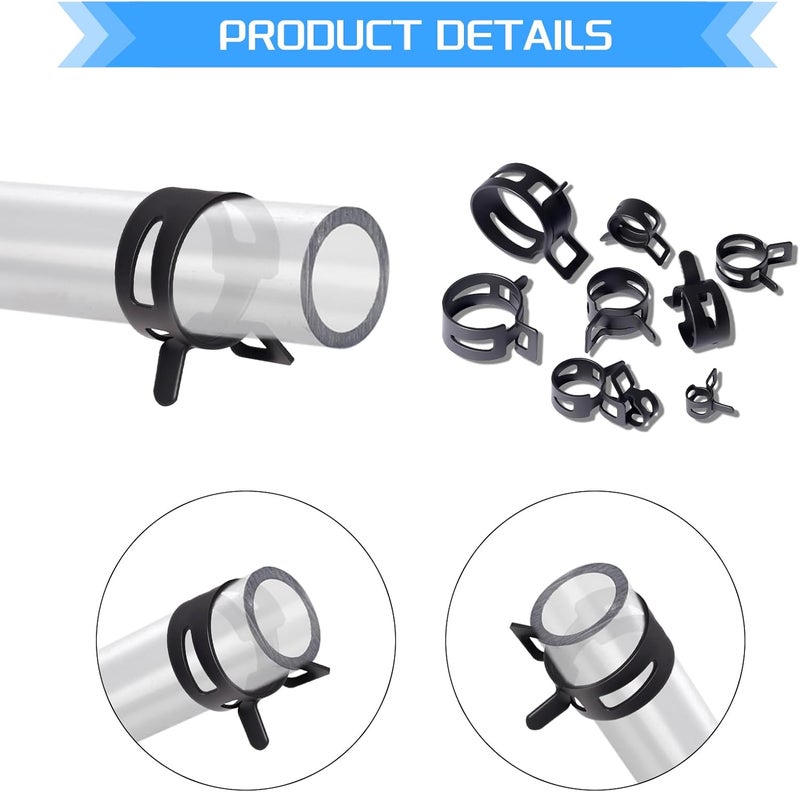 JTAREA Spring Band Hose Clamps Assortment Kit 10Sizes 80Pcs 5mm 6mm 7mm 8mm 9mm 10mm 11mm 14mm 15mm 16mm Hose Clamp Abrazaderas - Image 4